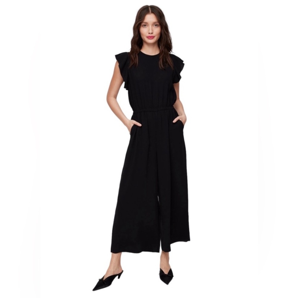 Aritzia Wilfred Fleurette Ruffled Wide Leg Jumpsuit Black medium